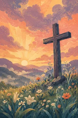 Easter Cross at Dramatic Sunrise