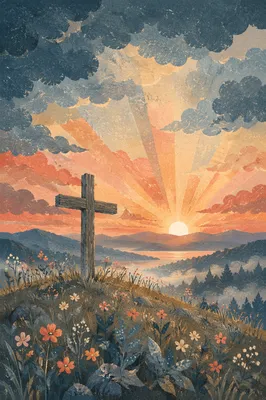 Easter Cross at Dramatic Sunrise