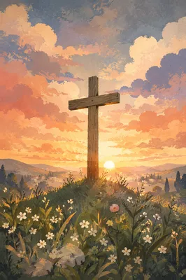 Easter Cross at Dramatic Sunrise