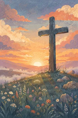 Easter Cross at Dramatic Sunrise