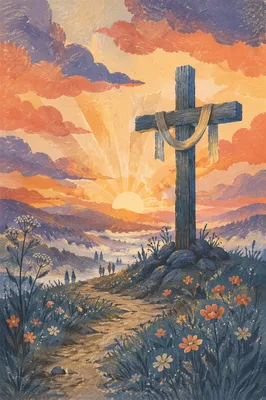 Easter Cross at Dramatic Sunrise