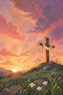 Easter Cross at Dramatic Sunrise