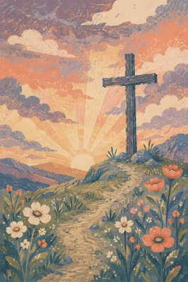 Easter Cross at Dramatic Sunrise