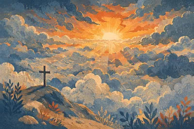 Easter Cross Sunrise Over Storm Clouds