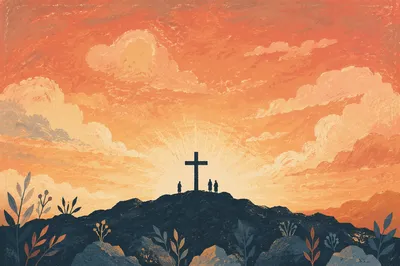 Easter Cross at Sunrise on Rocky Hill