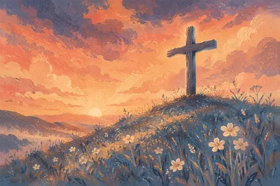 Easter Cross at Dramatic Sunrise