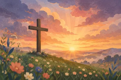 Easter Cross at Dramatic Sunrise