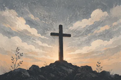 Easter Cross at Sunrise Dramatic Sky