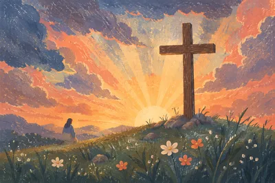 Easter Cross at Dramatic Sunrise
