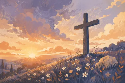 Easter Cross at Dramatic Sunrise