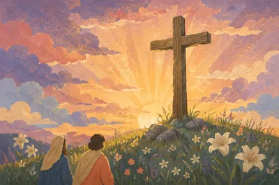 Easter Cross at Dramatic Sunrise