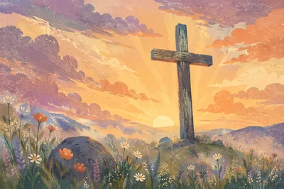 Easter Cross at Dramatic Sunrise