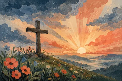 Easter Cross at Dramatic Sunrise