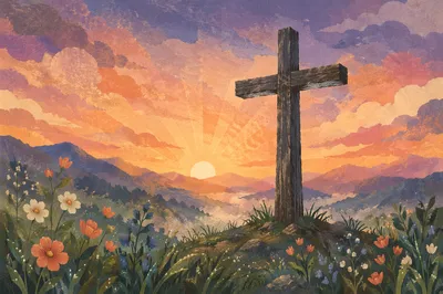 Easter Cross at Dramatic Sunrise