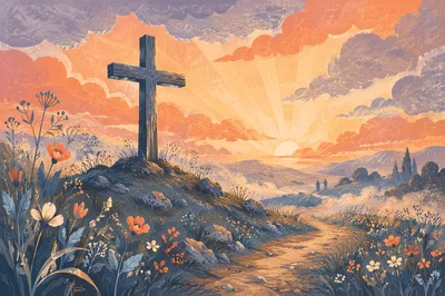Easter Cross at Dramatic Sunrise