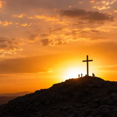 Easter Cross Sunrise Over Rocky Hill