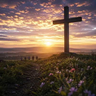Easter Cross at Dramatic Sunrise
