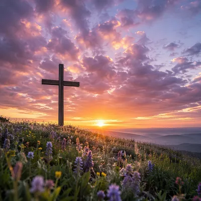 Easter Cross at Dramatic Sunrise