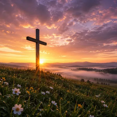Easter Cross at Dramatic Sunrise
