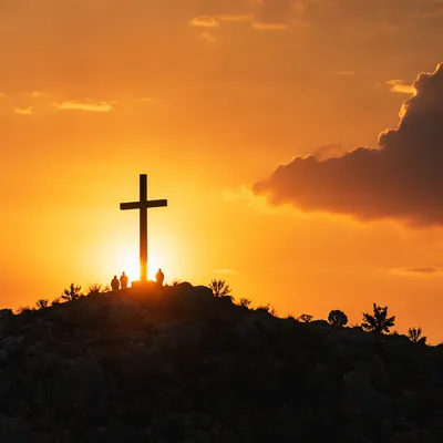 Easter Cross at Sunrise Dramatic Sky