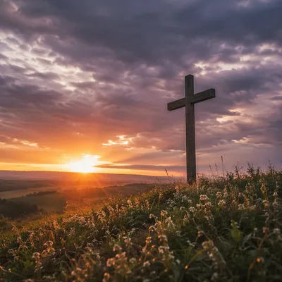 Easter Cross at Dramatic Sunrise