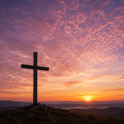 Easter Cross at Dramatic Sunrise
