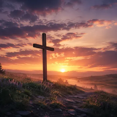 Easter Cross at Dramatic Sunrise
