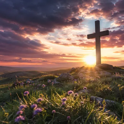 Easter Cross at Dramatic Sunrise
