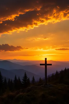 Easter Cross at Dramatic Sunrise