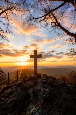 Easter Cross Sunrise Over Rocky Hilltop