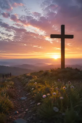 Easter Cross at Dramatic Sunrise