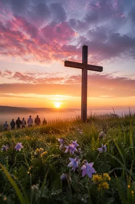 Easter Cross at Dramatic Sunrise