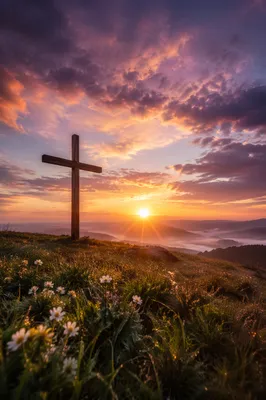 Easter Cross Sunrise Over Dramatic Spring Sky