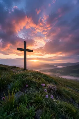 Easter Cross at Dramatic Sunrise