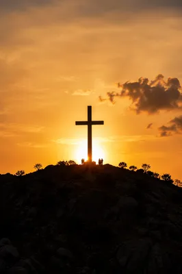 Easter Cross at Sunrise on Hilltop