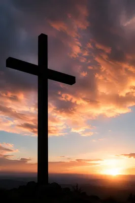 Easter Cross Silhouette at Dramatic Sunrise