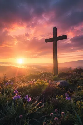 Easter Cross at Dramatic Sunrise