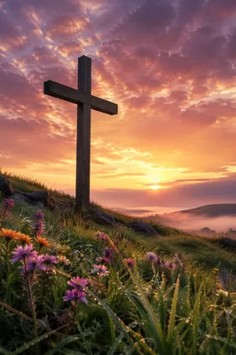 Easter Cross at Dramatic Sunrise