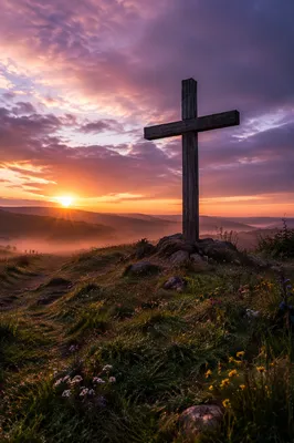 Easter Cross at Dramatic Sunrise