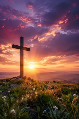 Easter Cross at Dramatic Sunrise