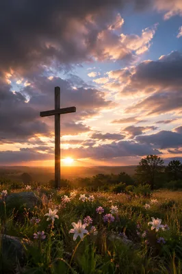 Easter Cross at Dramatic Sunrise