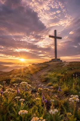 Easter Cross at Dramatic Sunrise