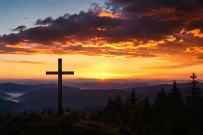 Easter Cross at Dramatic Sunrise