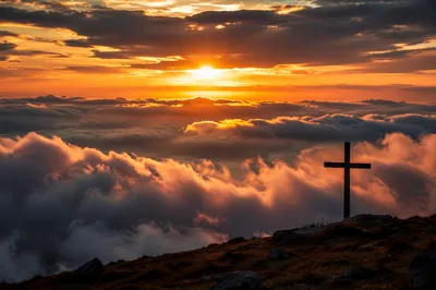 Easter Cross Sunrise Over Storm Clouds