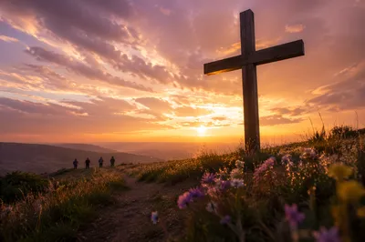 Easter Cross at Dramatic Sunrise