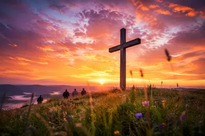 Easter Cross at Dramatic Sunrise