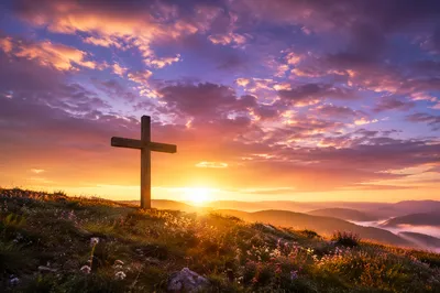 Easter Cross Sunrise with Dramatic Sky