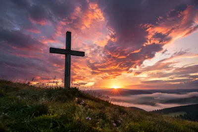 Easter Cross at Dramatic Sunrise