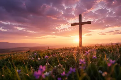 Easter Cross at Dramatic Sunrise