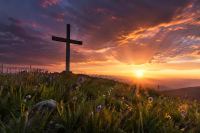 Easter Cross at Sunrise Dramatic Sky